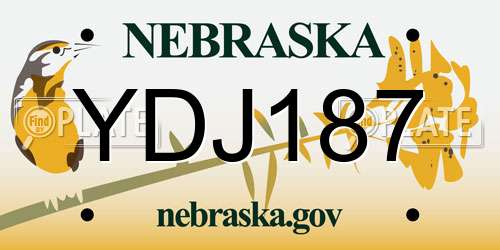 YDJ187 Nebraska License Plate