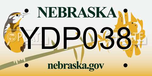 YDP038 Nebraska License Plate