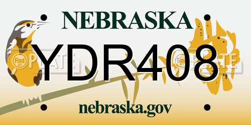 YDR408 Nebraska License Plate