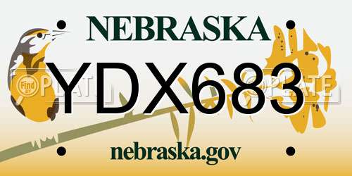 YDX683 Nebraska License Plate