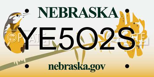 YE5O2S Nebraska License Plate