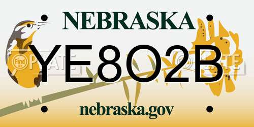 YE8O2B Nebraska License Plate