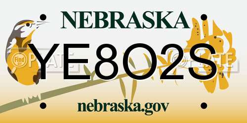YE8O2S Nebraska License Plate
