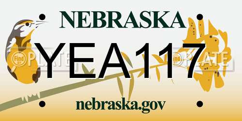 YEA117 Nebraska License Plate
