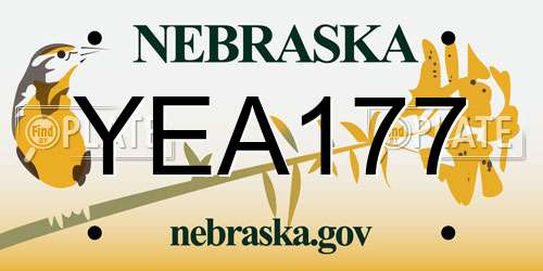 YEA177 Nebraska License Plate