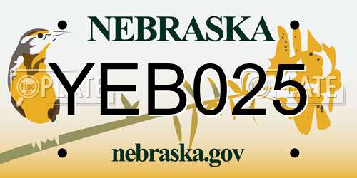 YEB025 Nebraska License Plate