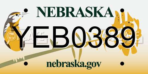 YEB0389 Nebraska License Plate