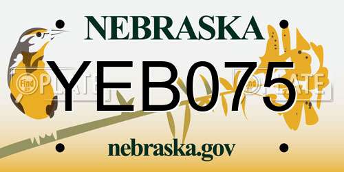 YEB075 Nebraska License Plate