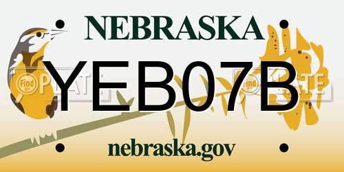 YEB07B Nebraska License Plate