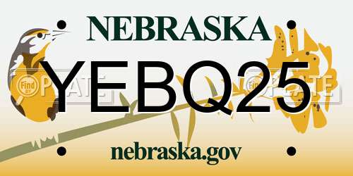 YEBQ25 Nebraska License Plate