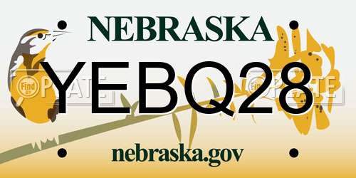YEBQ28 Nebraska License Plate