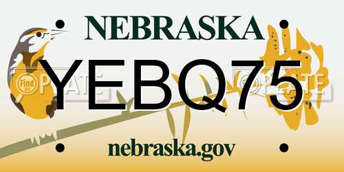 YEBQ75 Nebraska License Plate