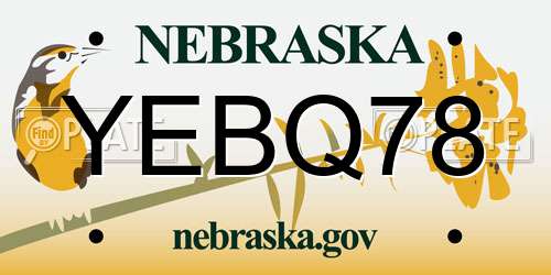 YEBQ78 Nebraska License Plate