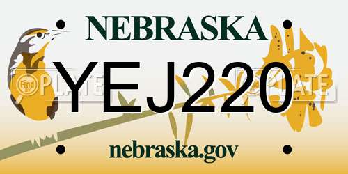 YEJ220 Nebraska License Plate