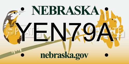 YEN79A Nebraska License Plate