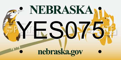 YES075 Nebraska License Plate