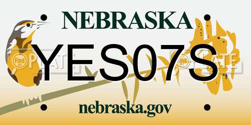 YES07S Nebraska License Plate