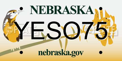 YESO75 Nebraska License Plate