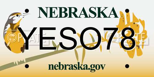 YESO78 Nebraska License Plate