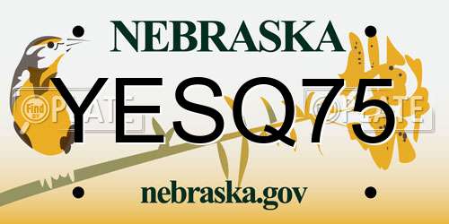 YESQ75 Nebraska License Plate