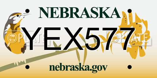 YEX577 Nebraska License Plate