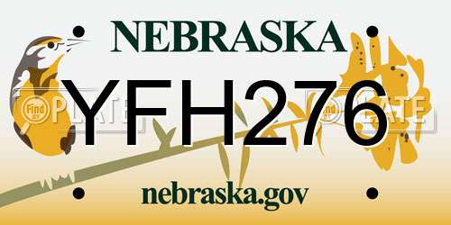 YFH276 Nebraska License Plate