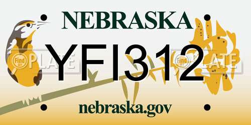 YFI312 Nebraska License Plate