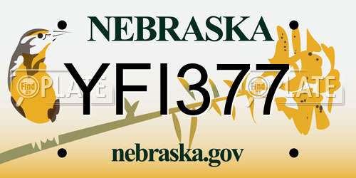 YFI377 Nebraska License Plate