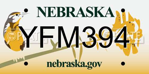 YFM394 Nebraska License Plate