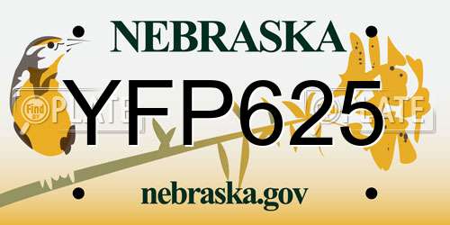 YFP625 Nebraska License Plate