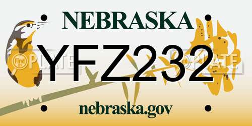 YFZ232 Nebraska License Plate