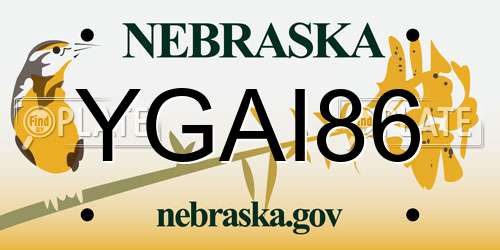 YGAI86 Nebraska License Plate