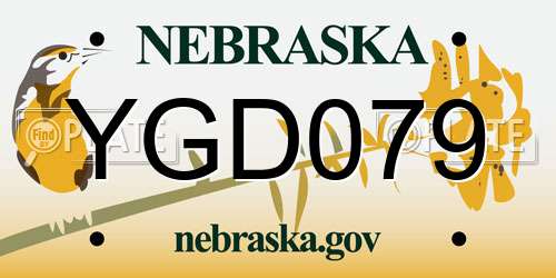 YGD079 Nebraska License Plate