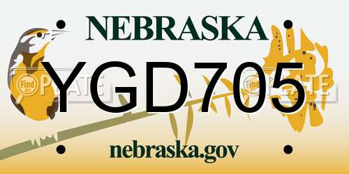 YGD705 Nebraska License Plate