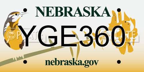 YGE360 Nebraska License Plate