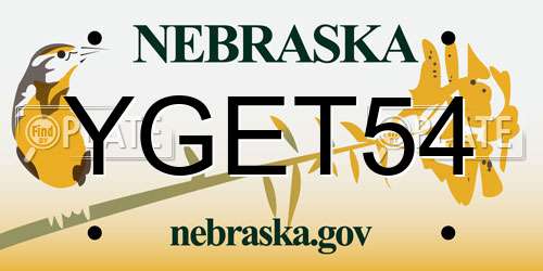 YGET54 Nebraska License Plate