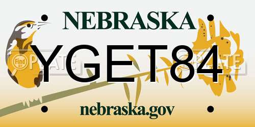 YGET84 Nebraska License Plate