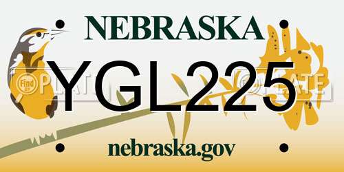 YGL225 Nebraska License Plate