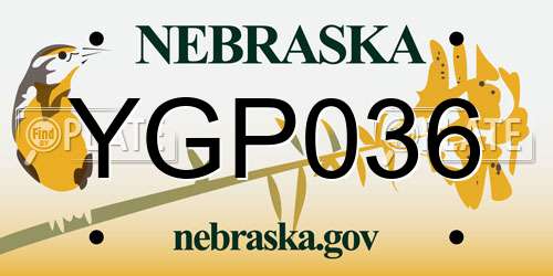 YGP036 Nebraska License Plate