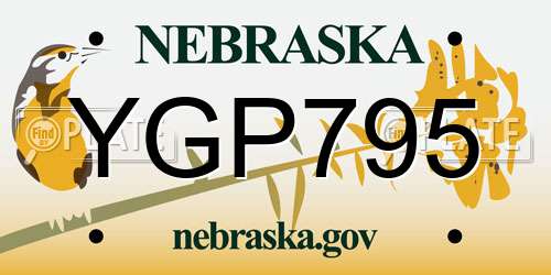 YGP795 Nebraska License Plate