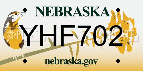 YHF702 Nebraska License Plate