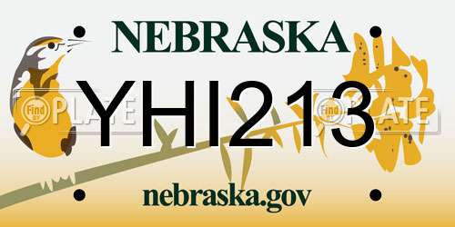 YHI213 Nebraska License Plate