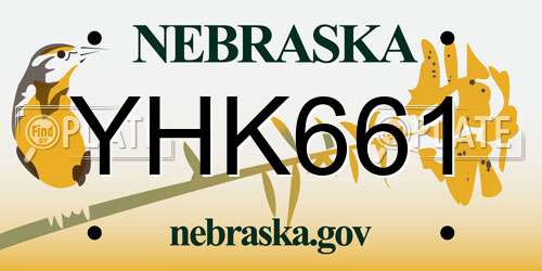 YHK661 Nebraska License Plate