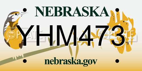 YHM473 Nebraska License Plate