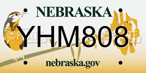 YHM808 Nebraska License Plate