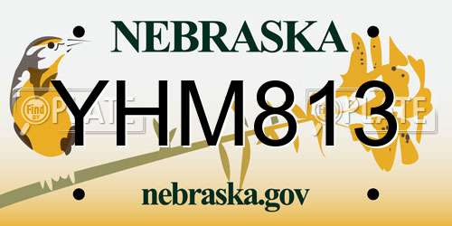YHM813 Nebraska License Plate