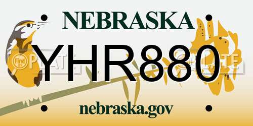 YHR880 Nebraska License Plate