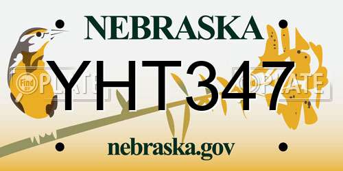 YHT347 Nebraska License Plate