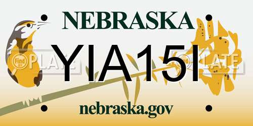 YIA15I Nebraska License Plate