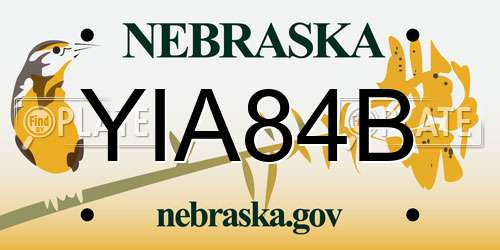 YIA84B Nebraska License Plate